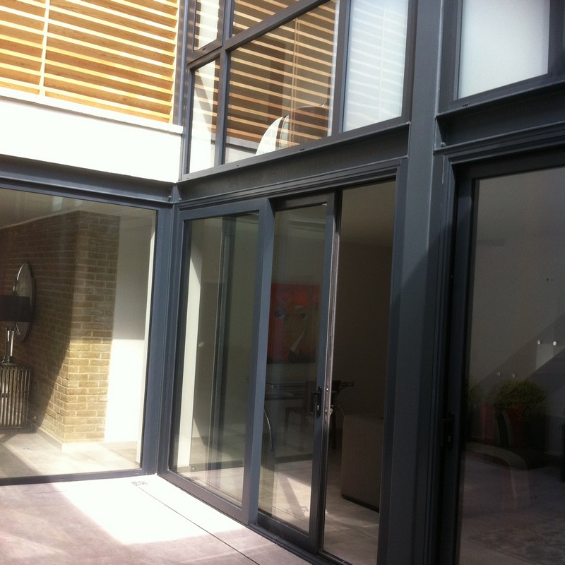 Anthracite aluminium sliding patio doors fitted in Totteridge